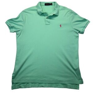 Polo Ralph Lauren Mens XL Polo Shirt Mint Green Pink Pony Short Sleeve Cotton